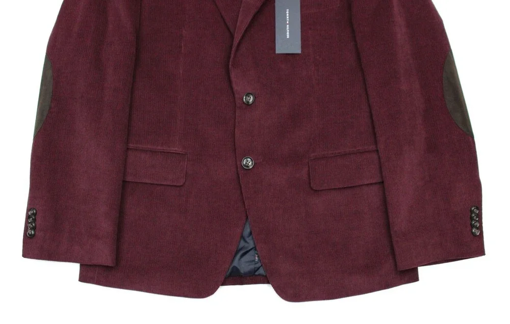 Tommy Hilfiger Sport Coat 40 S Mens Modern Fit Burgundy Corduroy Blazer Jacket